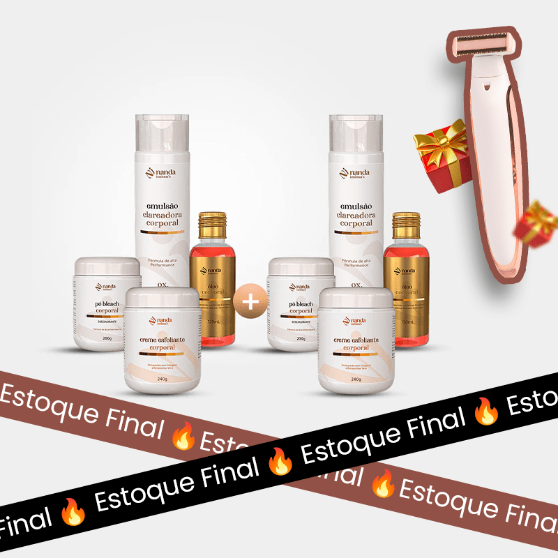 Kit Clareador de Manchas | Tratamento 4 Meses com 2 Kits (GANHE DEPILADOR)