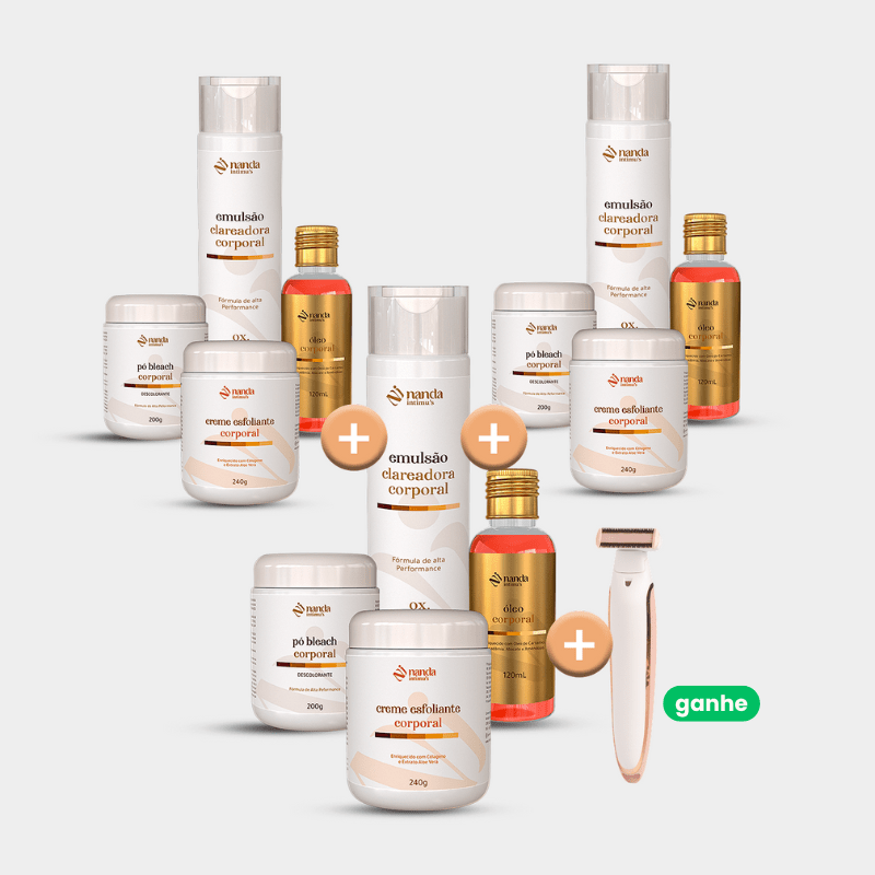 Kit Clareador de Manchas | Tratamento 6 Meses com 3 Kits + 1 Depilador